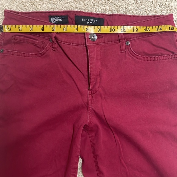 Nine West Cigarette Skinny Jeans Burgundy Red Cranberry Ankle Denim Sz 10 - Picture 4 of 12